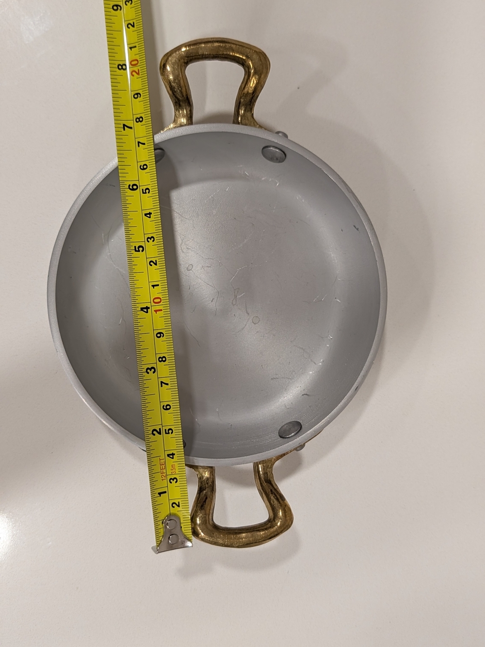 Ballarini Silver Ceramic-Coated Mini Pan with Brass Handles